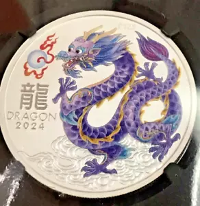 ANDA SYDNEY MONEY EXPO 2024 P125 AUSTRAILIA S$1 YEAR OF THE DRAGON LILAC MS69 - Picture 1 of 6