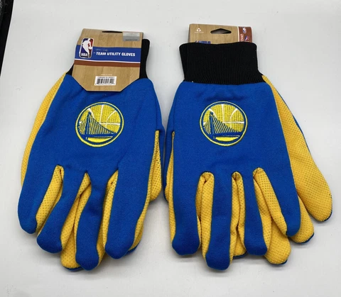 Golden State Warriors NBA Team Utility Gloves - Two Tone Work Gloves 2 Pairs New Cover