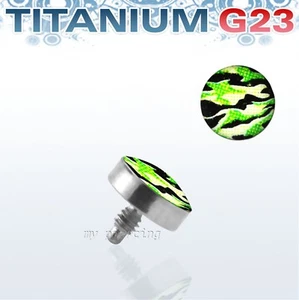 Solid G23 Titanium Camouflage Pattern Internally Threaded Dermal Anchor Top Part - Picture 1 of 2