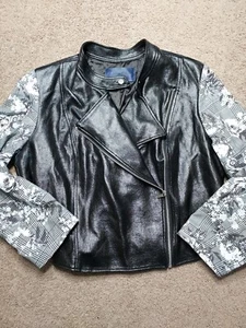 Rachel Rachel Roy Womens Charlie Moto Jacket Black Floral Size 1X Plus Top  - Picture 1 of 4