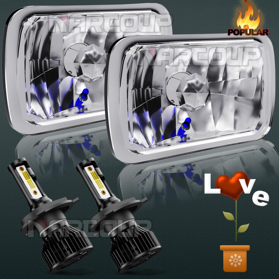 2pcs 5x7" 7x6" LED Headlight Projector DRL For Ford E-150 E-250 E-350 Econoline - Imagem 1 de 4