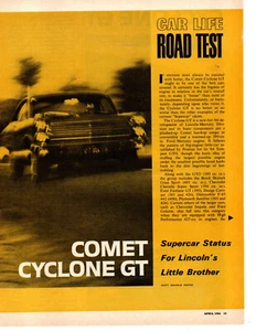 1965 MERCURY COMET CYCLONE GT 390/335-HP ~ ORIG 6-PAGE ROAD TEST / ARTICLE / AD - Picture 1 of 2