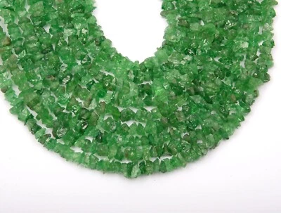 Natural Tsavorite Garnet Gemstone Beads 8 Inch Strand 4-5 MM Uncut Shape Gifted - Image 1 of 4