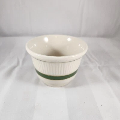 Cuenco de desierto de natillas de China esterlina vintage banda dorada y verde de EE. UU. Foto 1 de 3