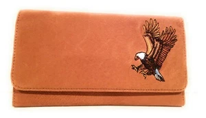 Bestickte Damen-Clutch Geldbörse aus weichem Echtleder mit Dreifachfaltung - Bild 1 von 47