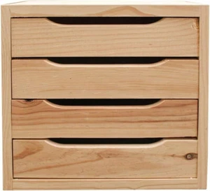 Cassettiera legno Naturale Astigarra Massello Verniciabile 4 Cassetti 39X30X37 - Foto 1 di 4
