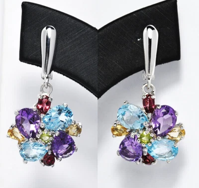 MERAVIGLIOSO ORECCHINI IN ARGENTO 925 CON PIETRE NATURALI MISTI - Immagine 1 di 4