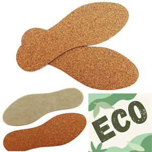 Natural Eco Cork  & Cotton Insoles _Anti-Sweat Inserts Shoes Boots Sport