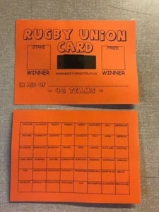 25 Rugby Union Team Name Card - 48 Spaces - Fundraising ticket - Picture 1 of 5