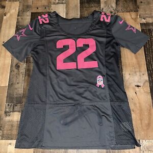 NIKE Emmit Smith Dallas Cowboys Women’s Jersey Dress Pink Breast Cancer L Sewn