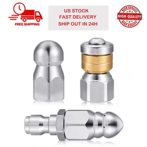 3Pcs 1/4'' Sewer Jetter Nozzle Drain Jet Pressure Washer Quick Connect 5000 PSI - Picture 1 of 8