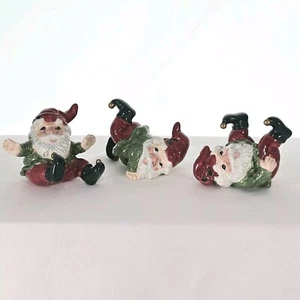Fitz Floyd Happy Tumbling Santa Elves 3 figurines vtg merry Christmas holiday 4" - Picture 1 of 5