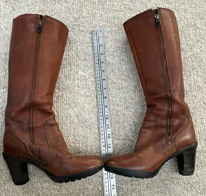 Timberland Womens Boots Size 6.5 Knee High Side Zippered Brown Leather - Picture 1 of 8