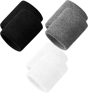 Men Women Wristbands Terry Cloth Moisture Wicking for Sports Tennis Gym Work Out - Picture 1 of 12
