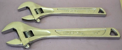 Lot of 2 Husky 10 & 8 Inch Chrome Steel Silver Finish Adjustable Wrench---New - Image 1 of 4