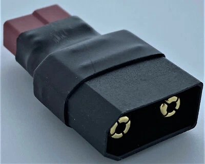 Black XT90 / XT-90 Male to Female T-Plug (Deans Style) No Wires Adapter  - Image 1 of 4