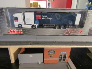 Schuco; M-B Actros 'SWISS WORLD CARGO" w/Van Trailer; 1/87; Great Condition! - Picture 1 of 6