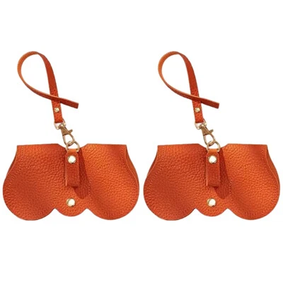 2Pcs Sunglasses Case PU Leather Portable Travel Sunglasses Soft Storage Bag - Image 1 of 4