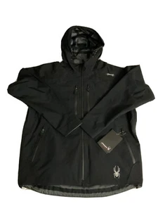 NWT-SPYDER MEN’S 3L SHELL JACKET STRETCHY,LOGO,ZIP POCKETS,SIZE XL,BLACK COLOR - Picture 1 of 11