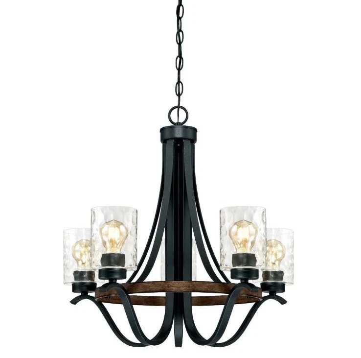 Westinghouse 6331900 Barnwell Five-light Indoor Chandelier Textured Iron and 5