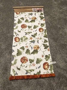 NEW Nicole Miller FALL PUMPKINS TABLE RUNNER Bead Embellishment 16”x72” - Picture 1 of 10