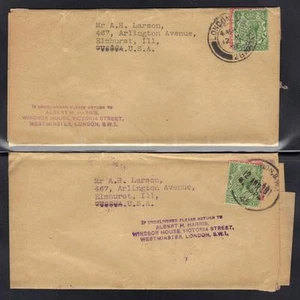GB-UK 1945 TWO UNUSUAL 10K MONTENEGRO WRAPPERS FRANKED W/K. GEORGE V 1/2p LONDON - Picture 1 of 2