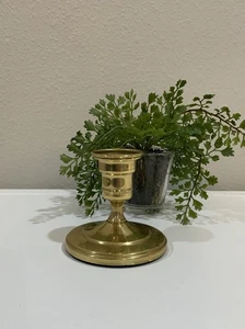 Vintage Kerzenständer Kerzenhalter massiv Messing rund konisch MCM 3” H 3” D Sockel Indien - Bild 1 von 6