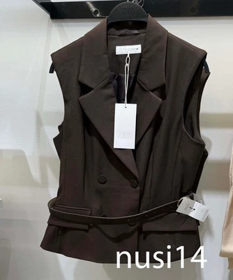 ZARA NEW WOMAN BELTED VEST BROWN VIGORE XS-XL 8073/361/719 - Image 1 of 2