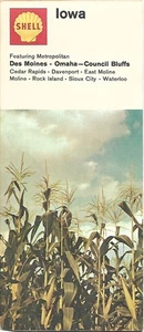1968 SHELL OIL Road Map IOWA Cedar Rapids Sioux City Des Moines Davenport Moline - Picture 1 of 4