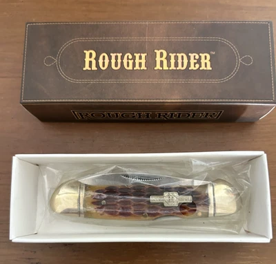 Nuevo cuchillo de bolsillo Rough Rider RR1065 Bone Lockback 2 hojas acero 440 Foto 1 de 4