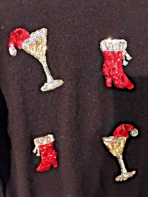 Mujer Pequeño Victoria Harbour Lindo Suéter Tejido Negro Vacaciones Cóctel Año Nuevo Foto 1 de 4