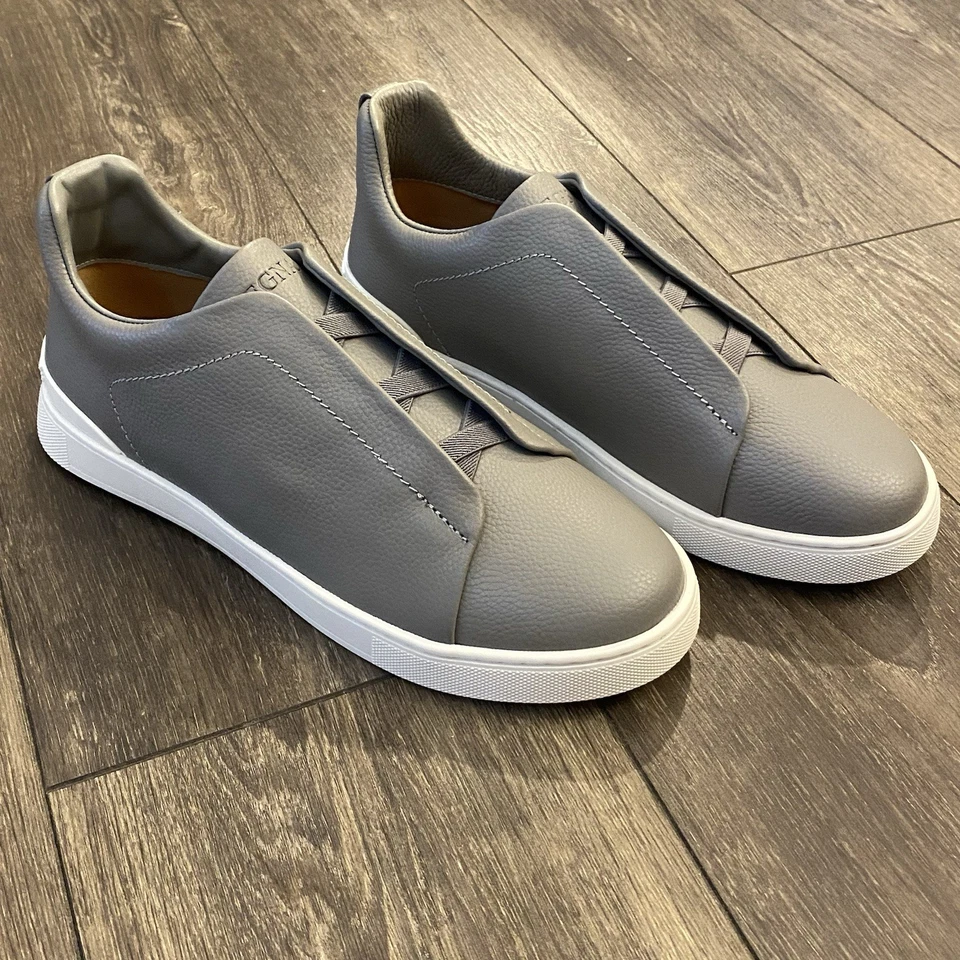 Zapatillas Zegna Cuero Gris Triple Puntada | Talla 11US/EU 43 Nuevas Sin Caja Foto 1 de 4