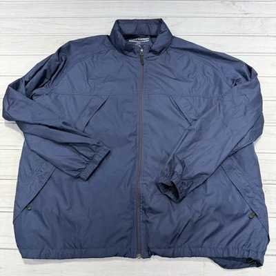 Scottevest Jacket Mens 3XL Blue Packable Pack Windbreaker Hood Travel Pockets - Image 1 of 4