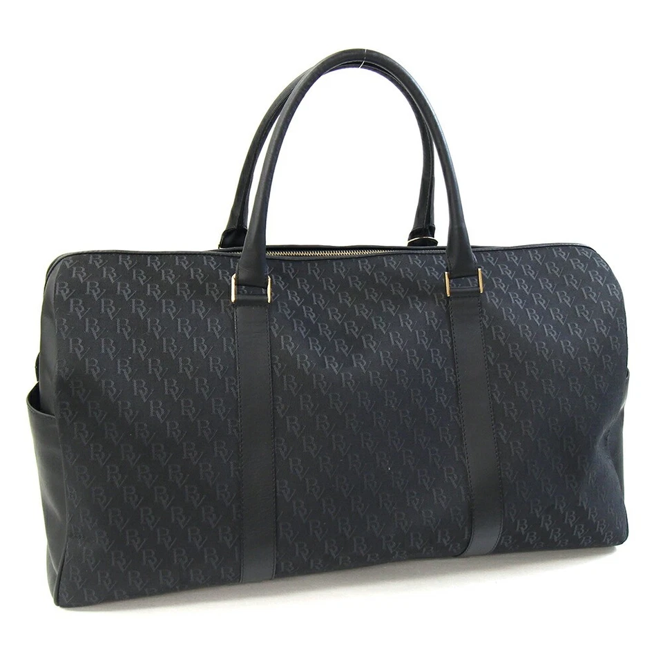 Bolso Bottega Veneta Boston de segunda mano en lona negra y cuero. Cuenta con el Foto 1 de 4