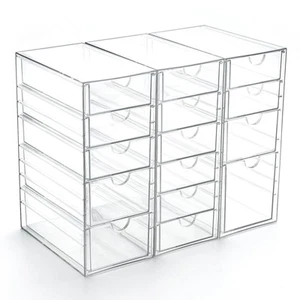 Acrylic Drawer Organizer with 15 Drawers, Makeup Craft Office Desk Organizers... - Picture 1 of 9