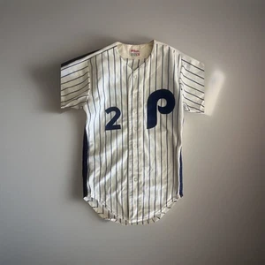Vintage 70s - 80s Wilson Philadelphia Phillies Pinstripe Baseball Jersey Read De - Bild 1 von 5