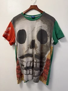Adidas Originals Day of the Dead Skull Shirt Herren Medium Rot Grün Retro Mexico - Bild 1 von 15