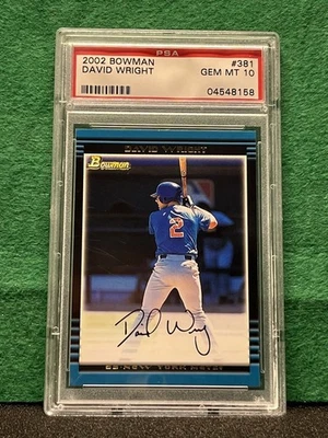 David Wright 2002 Bowman #381 (RC) PSA 10 Gem Mint - Image 1 of 2