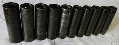 SNAP-ON 1/2" DRIVE 10PC METRIC 6PT 10-19MM DEEP IMPACT SOCKET SET #310SIMMYA - Image 1 of 4