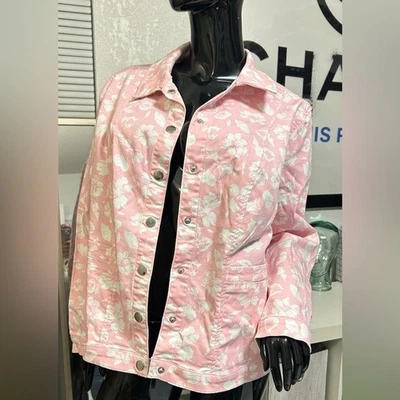 Quacker Factory Pink  Women's Floral Button-Up Jacket size 1X - Image 1 of 4