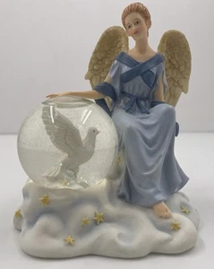 Stille Nacht American Greetings Corp Engel Figur Glitzer Schneekugel mit Taube - Bild 1 von 7