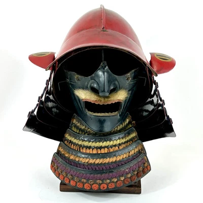 Japanese Edo Period Momonari Kabuto Samurai Helmet Red Lacquer w/ Crescent Moon  - Image 1 of 4