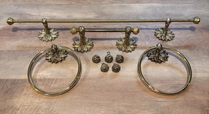 Viktorianische Blumen Rosenblätter Messing Toilettenpapierhalter Handtuchhalter Ring Schublade zieht - Bild 1 von 24