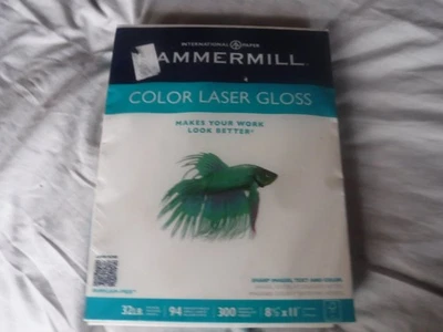 Photo Paper Color Laser Gloss Hammermill 8-1/2"x 11" White (300 Sheets) - Image 1 of 4
