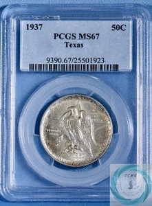 1937 Texas Commemorative 50c PCGS MS67 - Superb Gem Vintage Tones - Picture 1 of 12