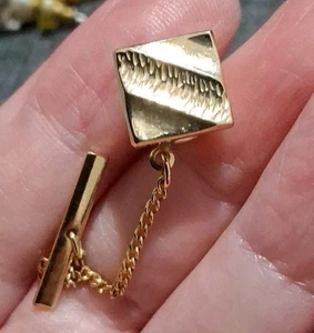 Vintage Gold-Tone Tie Tack With Chain And Bar. Lapel Pin - Picture 1 of 4