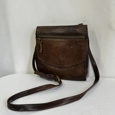 Vintage Fossil 1954 Brown Leather Crossbody Shoulder Bag Purse 75082 - Image 1 of 4
