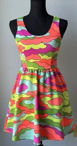 L’Amore Nanette Lepore Neon Clouds 60s/70s Style Psychedelic Print Dress Size XS - Picture 1 of 8