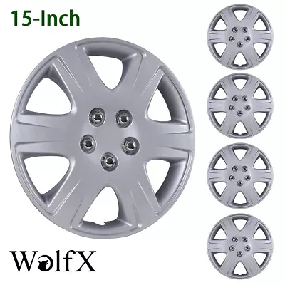 15" Wheel Covers For 2005 2006 2007 2008 Toyota Corolla Silver Snap On Hubcaps Foto 1 de 4