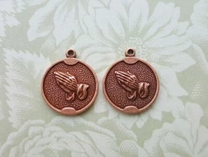 Rose Gold Ox Praying Hands Charms (2) - RGS3039 - Picture 1 of 2